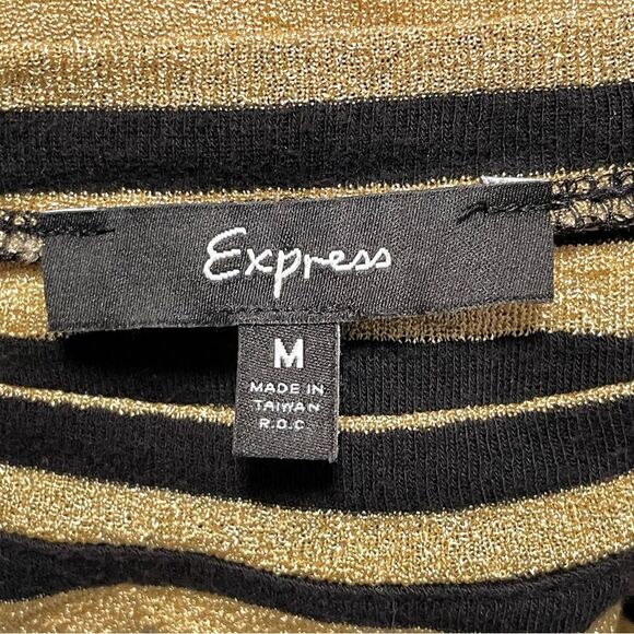 Express Stretch Bodycon Long Sleeve Scoop Neck Knit Tunic‎ Black & Gold Medium - Picture 6 of 8